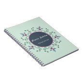 ターコイズブルーとピンクの花柄マンダラの落書きモダン ノートブック (右側)