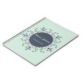 ターコイズブルーとピンクの花柄マンダラの落書きモダン ノートブック (左側)
