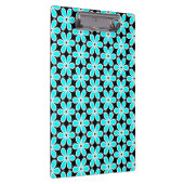 ターコイズブルーとブラックのフローラルパターン クリップボード (右)