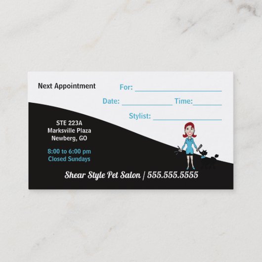 ターコイズブルーとブラックのペットトリマーひげそり必要 予約カード (裏面)