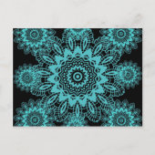 ターコイズブルーとブラックのレース雪の花曼荼羅 ポストカード (正面)