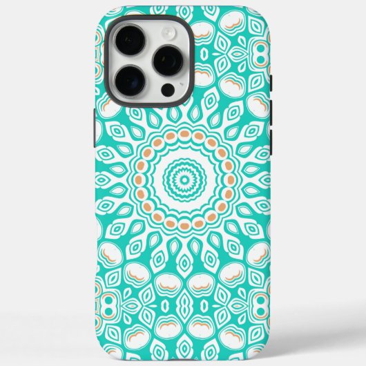ターコイズブルーとベージュのオーシャンマンダラ柄 Case-Mate iPhoneケース (裏面)
