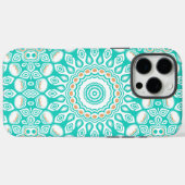 ターコイズブルーとベージュのオーシャンマンダラ柄 Case-Mate iPhoneケース (裏面 (横))