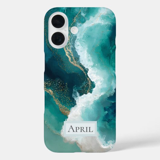 ターコイズブルーとホワイトとゴールドの大理石のiPhoneケース Case-Mate iPhoneケース (裏面)
