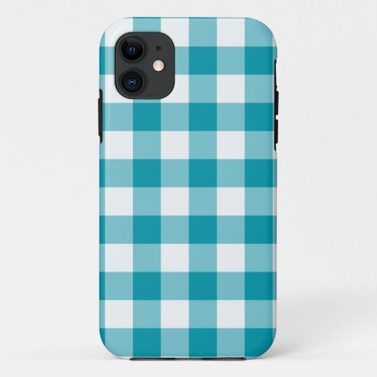 ターコイズブルーとホワイトのギンガムチェック柄 Case-Mate iPhoneケース (裏面)