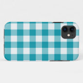 ターコイズブルーとホワイトのギンガムチェック柄 Case-Mate iPhoneケース (裏面(横))