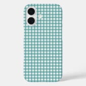 ターコイズブルーとホワイトのギンガムチェック柄 Case-Mate iPhoneケース (裏面)