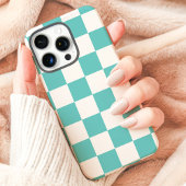 ターコイズブルーとホワイトの市松模様 Case-Mate iPhoneケース