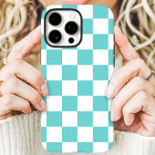 ターコイズブルーとホワイトの市松模様 Case-Mate iPhoneケース