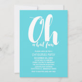 ターコイズブルーとホワイトの楽しいホリデーパーティーの招待状 招待状 (正面)