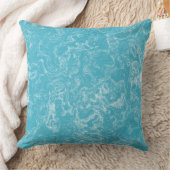 ターコイズブルーとホワイト大理石抽象芸術 クッション (ブランケット)