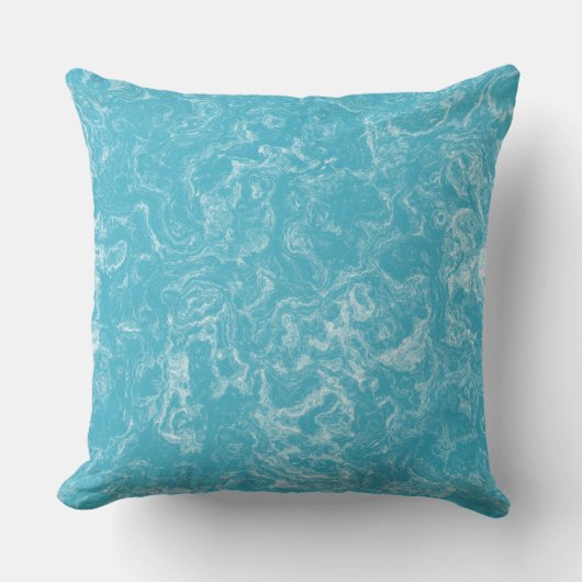 ターコイズブルーとホワイト大理石抽象芸術 クッション (正面)