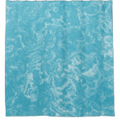 ターコイズブルーとホワイト大理石抽象芸術 シャワーカーテン (正面)