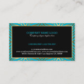 ターコイズブルーとモダン金ゴールド縞模様 名刺 (裏面)