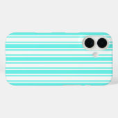 ターコイズブルーと白のキャンディストライプ Case-Mate iPhoneケース (裏面 (横))