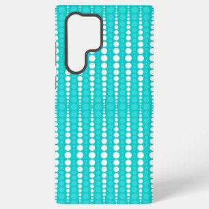 ターコイズブルーと白のドット模様のスマホケース SAMSUNG GALAXY S22 ULTRAケース