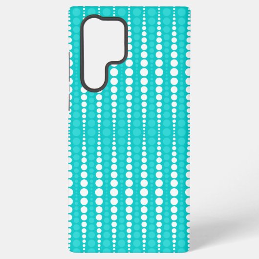 ターコイズブルーと白のドット模様のスマホケース SAMSUNG GALAXYケース (裏面)