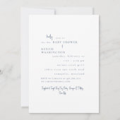 ターコイズブルーと白のモノクロ写真 ベビーシャワー 招待状 (裏面)