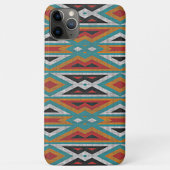 ターコイズブルーと赤黒のモザイク トライブアート Case-Mate iPhoneケース (裏面)