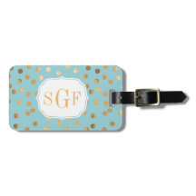 ターコイズブルーと金ゴールドグリッターシティドットモノグラム