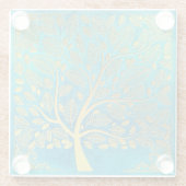 ターコイズブルーと金ゴールドツリー ガラスコースター (裏面)