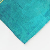 ターコイズブルーと金ゴールドツリー フリースブランケット (角)