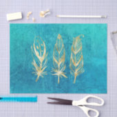 ターコイズブルーと金ゴールドフェザークラシックズ 薄葉紙 (クラフト)