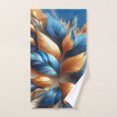 ターコイズブルーと銅の離れアブストラックタオルセット バスタオルセット (ハンドタオル)