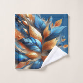 ターコイズブルーと銅の離れアブストラックタオルセット バスタオルセット (ウォッシュタオル)