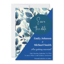 ターコイズブルーと青の色彩スタイルの花柄デザイン