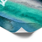 ターコイズブルーと青緑のモダンな植物水彩 ポスター (コーナー)