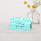 ターコイズブルーのおしゃれなテーブル プレイスカード (正面)