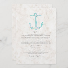 ターコイズブルーのアンカー ウェディングインフォメーション 招待状