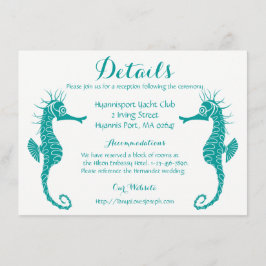 ターコイズブルーのイルカの結婚式 ウェディング エンクロージャーカード