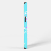 ターコイズブルーのイルカ柄 iPhoneケース (右側面)