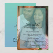 ターコイズブルーのオンブルオーバーレイ写真 受付のみ 招待状 (正面/裏面)