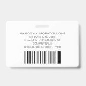 ターコイズブルーのカスタマイズ写真、ロゴ、バーコード付き社員証 バッジ (裏面)