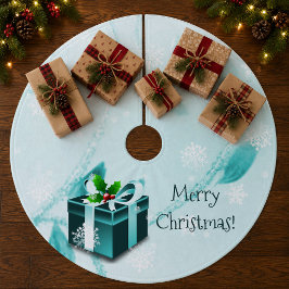 ターコイズブルーのクリスマスギフトツリースカート フリース ツリースカート