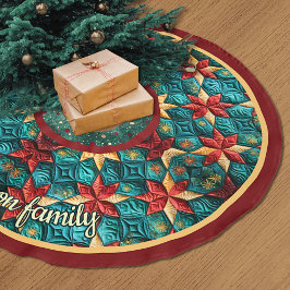 ターコイズブルーのクリスマスプリントカスタムデザイン ブラッシュドポリエステルツリースカート