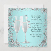 ターコイズブルーのコックテイル ハイヒール 21歳の誕生日パーティー 招待状 (裏面)