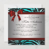 ターコイズブルーのシマウマのスイート16マスカレードパーティー 招待状 (裏面)