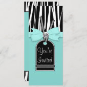 ターコイズブルーのシマウマパーティー招待状テンプレート 招待状 (正面/裏面)