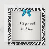 ターコイズブルーのシマウマパーティー招待状 招待状 (裏面)