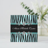 ターコイズブルーのシマウマ スイート16 誕生日パーティー 招待状 (スタンド正面)