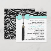 ターコイズブルーのシマウマ 卒業発表 招待状 (正面/裏面)