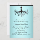 ターコイズブルーのシャンデリア スイート16の誕生日パーティー 招待状 (裏面)