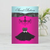 ターコイズブルーのシャンデリア スイート16の誕生日パーティー 招待状 (スタンド正面)