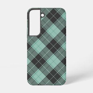 ターコイズブルーのシンプルなタルタン柄 Samsung Galaxy S22ケース