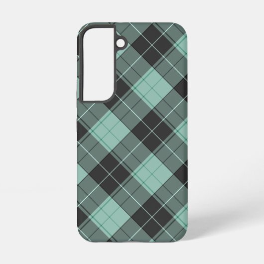 ターコイズブルーのシンプルなタルタン柄 Samsung Galaxy Galaxyケース (裏面)