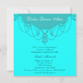 ターコイズブルーのスイートフィフティーンキンチェアネラ 招待状 (裏面)